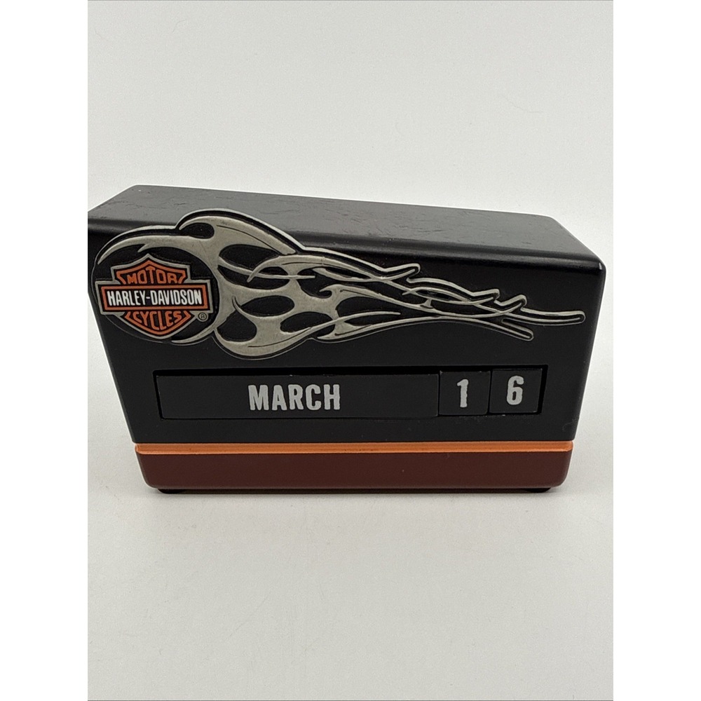 Hallmark Harley Davidson Motorcycles Perpetual Desk Block Calendar Wood Black